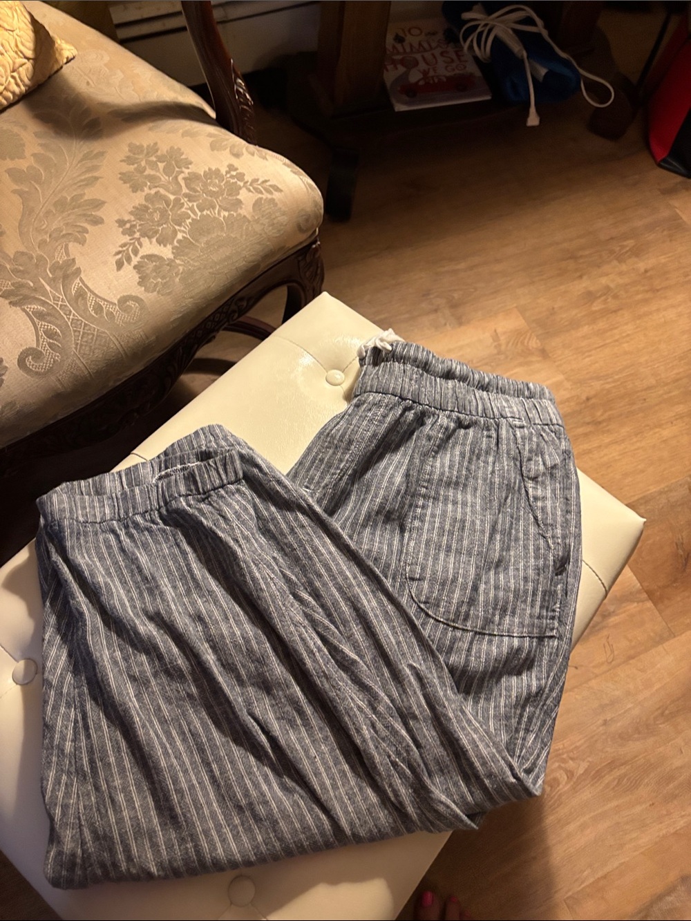 Lane Bryant Blue-Gray Striped Jogger Pants